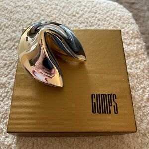 Unique Silver Fortune Cookie “box” in original Gumps box